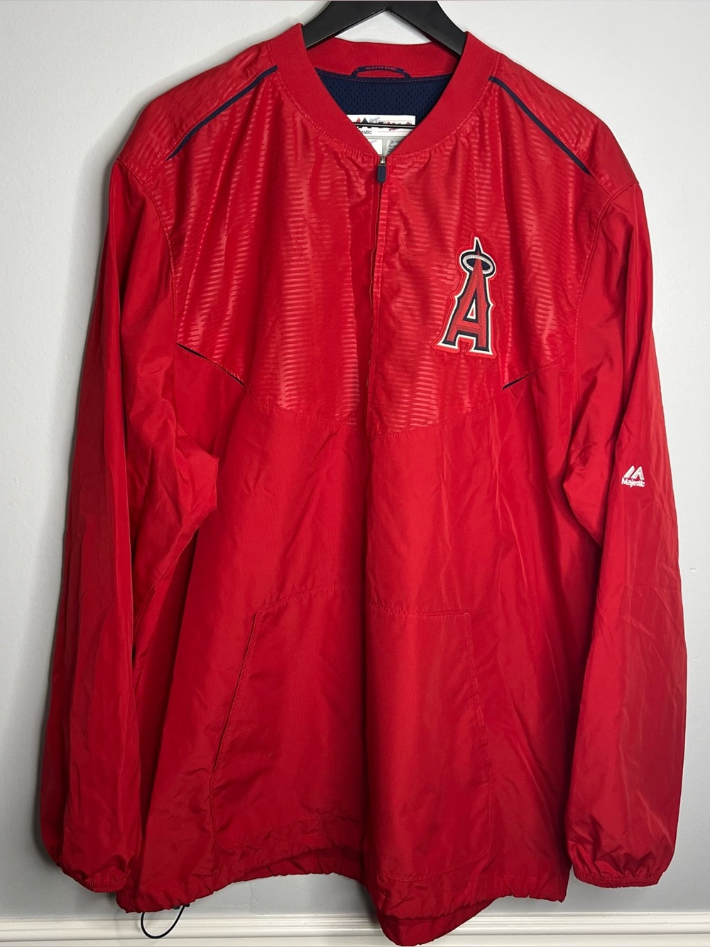 Anaheim Angels 1/2 Zip Windbreaker Jacket Mens XL Red Majestic Authentics MLB LA